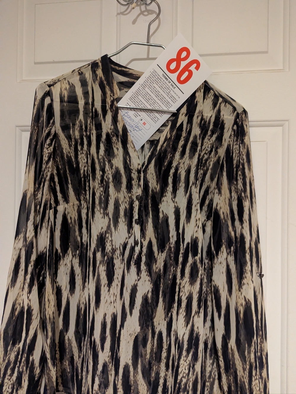 Lot 86 Brown/Beige Long Sleeve Blouse-Large